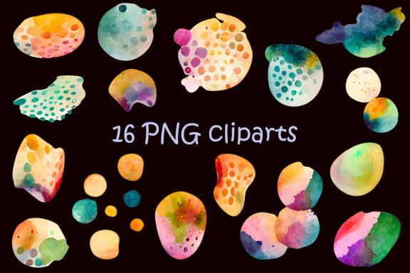 Watercolor Set of Colorful Stains