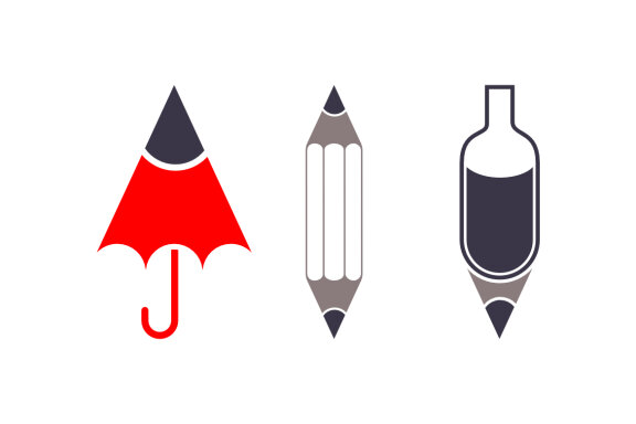 Umbrella two pencil and bottle - Free Logo Shapes