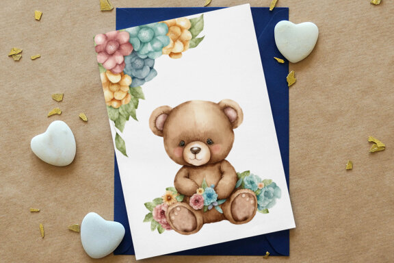 Bear teddy Watercolor Clipart