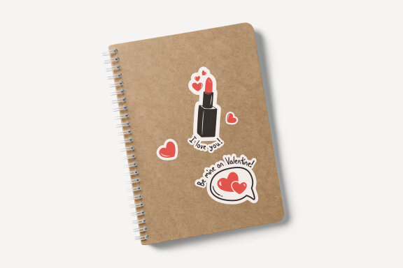 Valentine's Day Printable Stickers-9 Stickers-Ready to Print-Print From Home