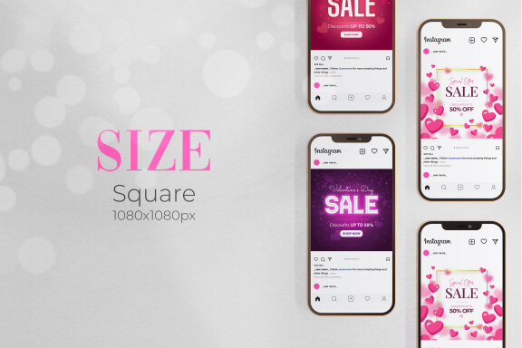 Valentine's Day Social Media Sale Posts-9 Designs-Canva Editable Templates
