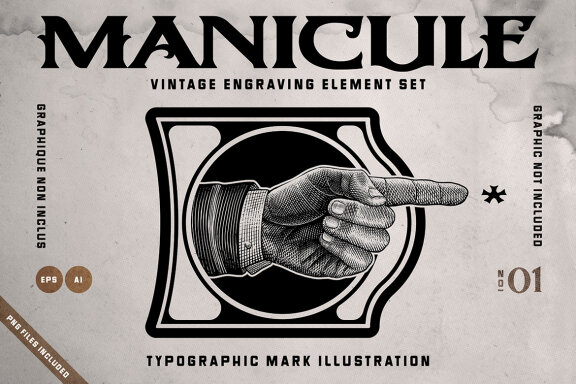 Vintage Pointing Hand Element Set