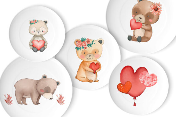 Cute Teddy Bear Watercolor Clipart