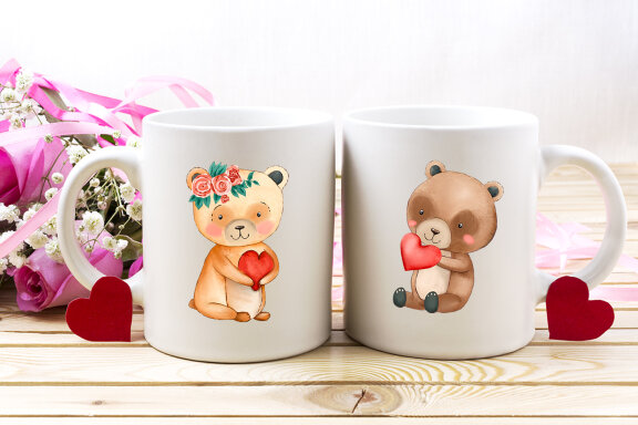 Cute Teddy Bear Watercolor Clipart