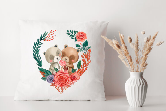 Cute Teddy Bear Watercolor Clipart