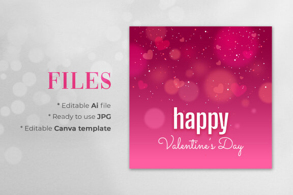 Happy Valentine's Day Editable Banner - JPG / Ai / Canva Template