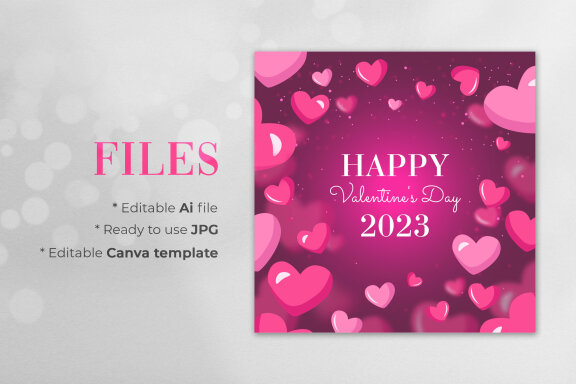 Happy Valentine's Day Editable Banner - JPG / Ai / Canva Template