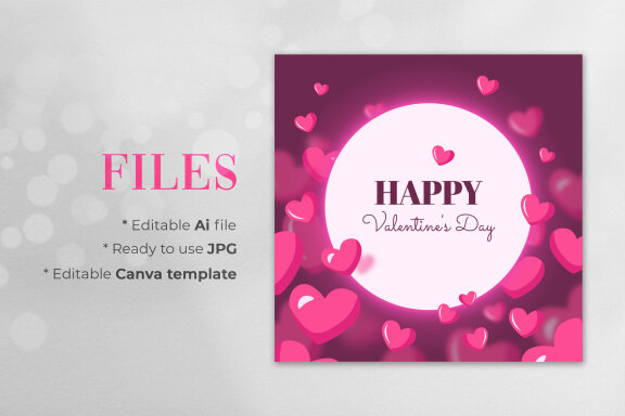 Happy Valentine's Day Editable Banner - JPG / Ai / Canva Template