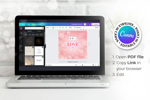 Valentine's Day Editable Banner - JPG / Ai / Canva Template