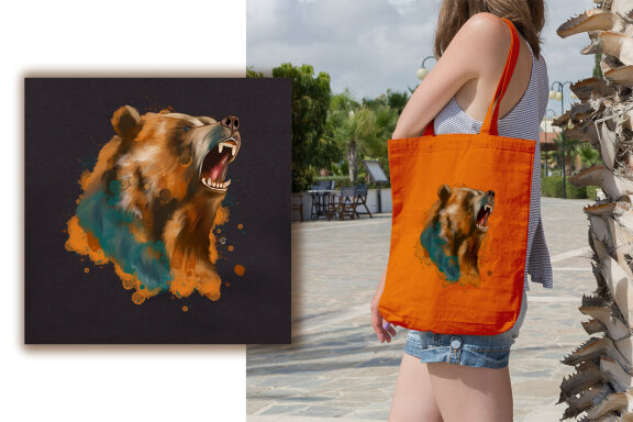Rainbow Bear Sublimation, Grizly Bear PNG design