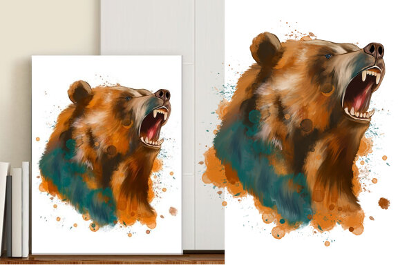 Rainbow Bear Sublimation, Grizly Bear PNG design