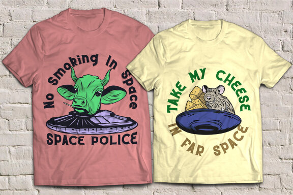 Space Geeks + 4 t-shirt designs