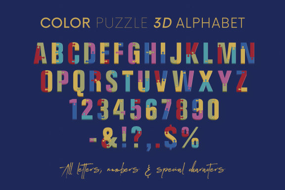 Color Puzzle - 3D Lettering