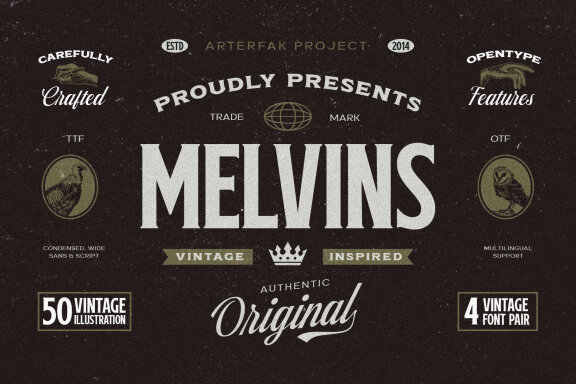 Melvins - 4 Font Set + Illustrations
