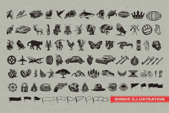Melvins - 4 Font Set + Illustrations