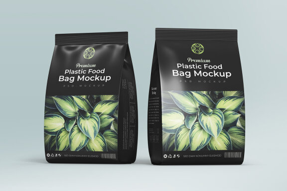 Matte Plastic Food Packaging Bag Mockup Under Daylight
