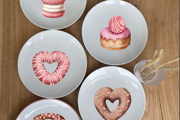 Birthday dessert clipart, cupcakes and donuts png