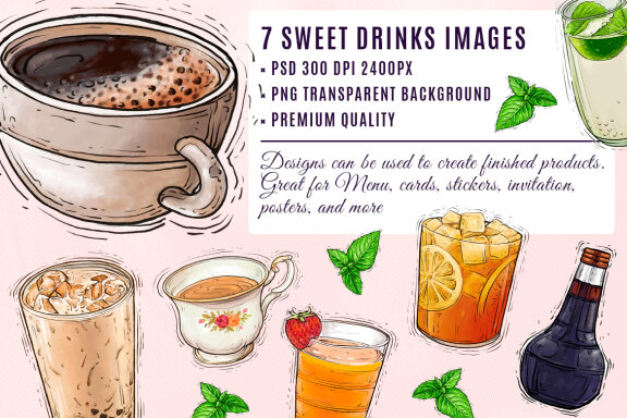 Watercolor Drinks Illustration