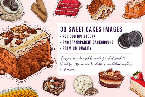 Cakes Watercolor Illustration