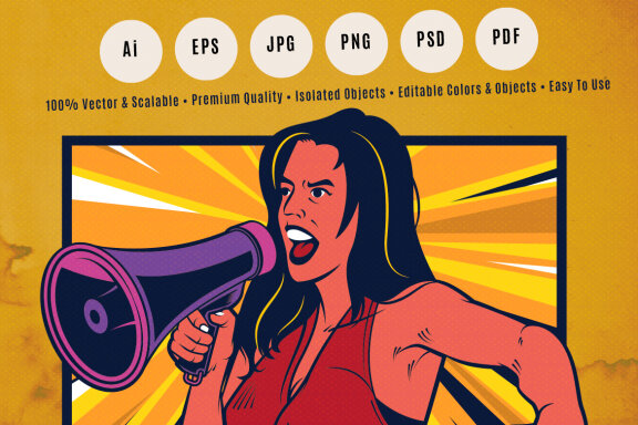 Pop Art Girl With Megaphone