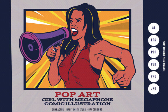 Pop Art Girl With Megaphone