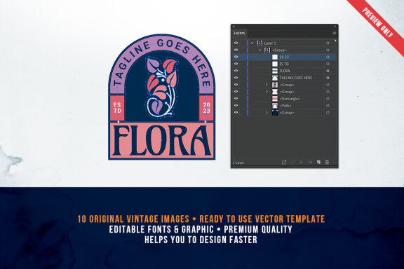 Vintage flower logo collection