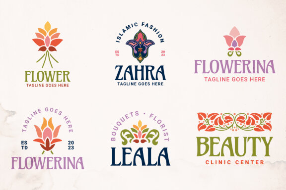 Vintage flower logo collection