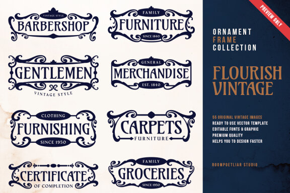 55 Vintage Flourish Ornaments