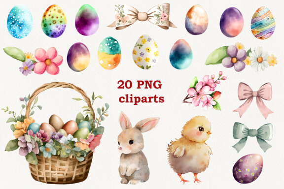 Watercolor Easter Cliparts