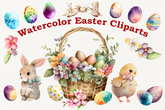 Watercolor Easter Cliparts