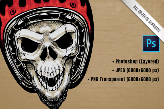 Biker Skull Illustration