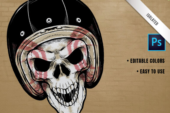 Biker Skull Illustration