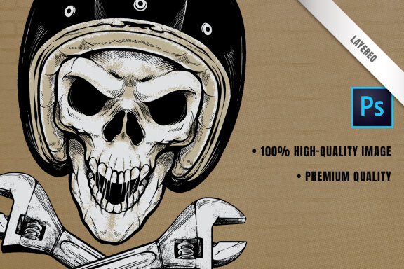 Biker Skull Illustration
