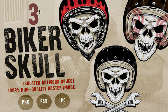 Biker Skull Illustration