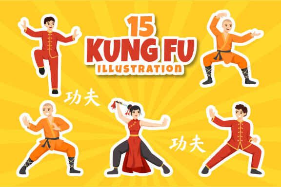 15 Kung Fu Chinese Sport Illustration
