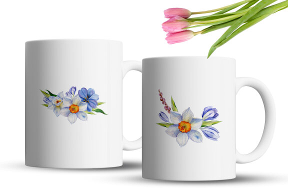Watercolor Spring flowers Bouquet 