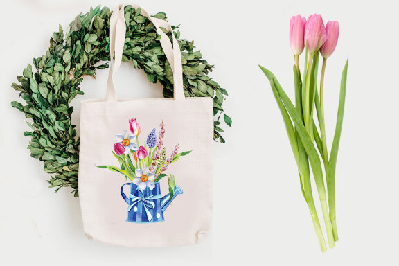 Watercolor Spring flowers Bouquet 
