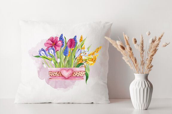 Watercolor Spring flowers Bouquet 