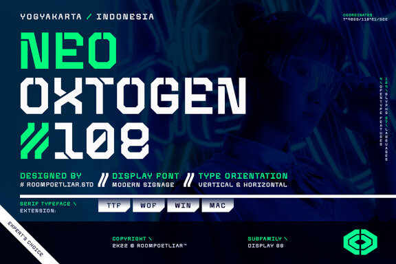 Neo-Oxtogen 108 Display Font