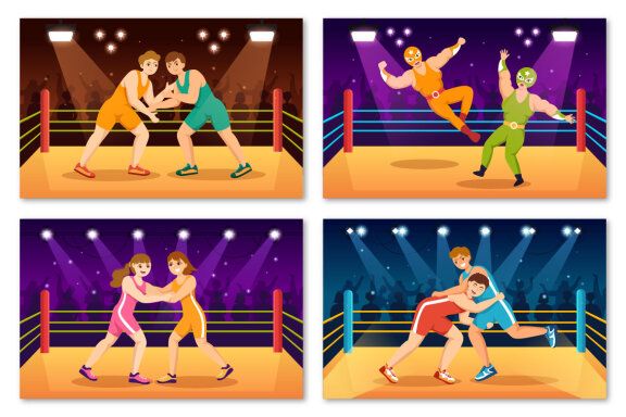 9 Wrestling Sport Illustration