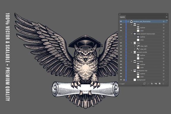 Wisdom Owl Illustration