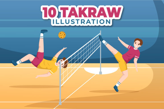 10 Takraw Sports Illustration