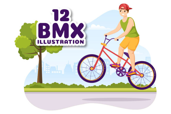 12 BMX Bicycle Sport Illustration