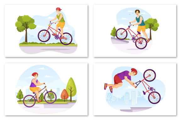 12 BMX Bicycle Sport Illustration