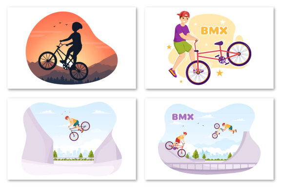 12 BMX Bicycle Sport Illustration