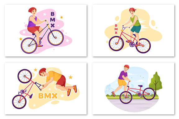 12 BMX Bicycle Sport Illustration