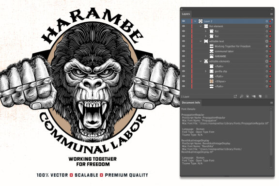Gorilla Fist Vintage Illustration