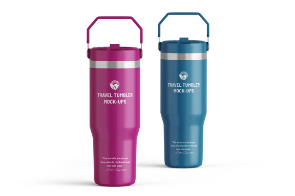 Metallic Travel Tumbler PSD Mockup