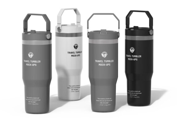 Metallic Travel Tumbler PSD Mockup