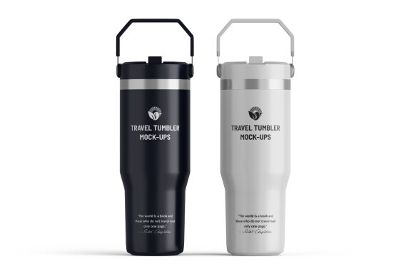 Metallic Travel Tumbler PSD Mockup
